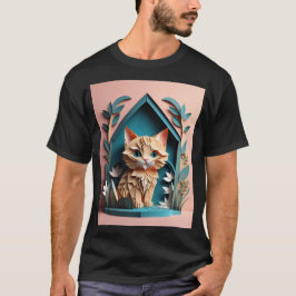 3D Paper Art Kitten Design T - Shirt