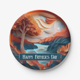 3D Paper Art Trees River Father's Day Pappteller