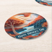 3D Paper Art Trees River Father's Day Runder Pappuntersetzer (Angewinkelt)