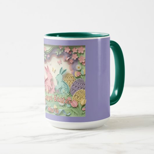 3D Paper Cut Bunny & Easter Eggs Combo Tasse (VorderseiteRechts)