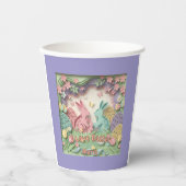 3D Paper Cut Bunny & Easter Eggs Party Pappbecher (Vorderseite)