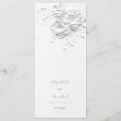 3D Paper Cut White Roses Menu Menükarte (Rückseite)