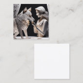 3D Paper Puppet Drama, Wolf und Mädchen Quadratische Visitenkarte (Vorne/Hinten)
