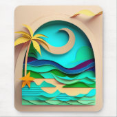 3D Papercraft Tropical Beach Mousepad (Vorne)