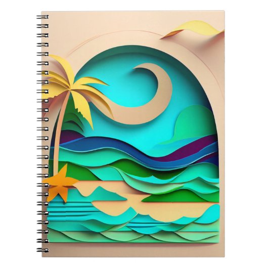 3D Papercraft Tropical Beach Notizblock (Vorderseite)