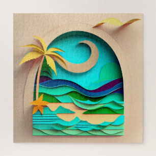 3D Papercraft Tropical Beach Puzzle