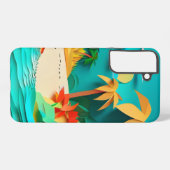 3D Papercraft Tropical Beach Samsung Galaxy Hülle (Rückseite (Horizontal))