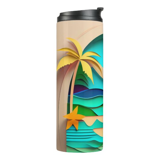 3D Papercraft Tropical Beach Thermosbecher (Nach links gedreht)