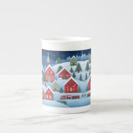 3D Papercut Christmas Village Porzellantasse