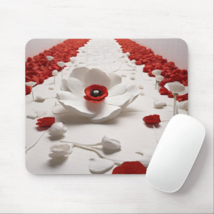 3D-Papierblumenkunst  Fettes Rot-weiß-Design Mousepad