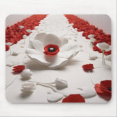 3D-Papierblumenkunst  Fettes Rot-weiß-Design Mousepad (Vorne)