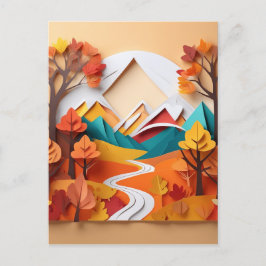 3D-Papierkunst, Landschaft im Herbst in der stille Postkarte