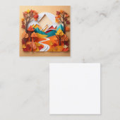 3D-Papierkunst, Landschaft im Herbst in der stille Quadratische Visitenkarte (Vorne/Hinten)