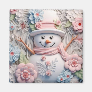 3D-Pastel-Weihnachts-Schneemann Magnet