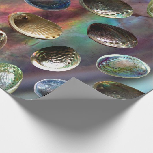 3D-Paua-Muscheln im Paua-Hintergrund Geschenkpapier (Ecke)