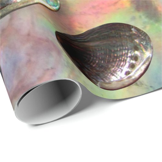 3D-Paua-Muscheln im Paua-Hintergrund Geschenkpapier (Rolleneckpunkt)
