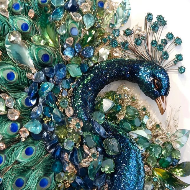 3D Peacock Cushion with Rubies, Emeralds,  Kissen (
This is my original design, featuring a majestic peacock adorned with rubies, )