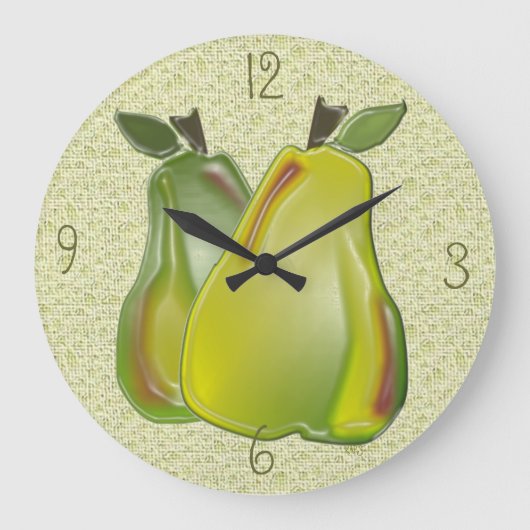 3D Pear (water specks) Wall Clock Große Wanduhr (Vorderseite)