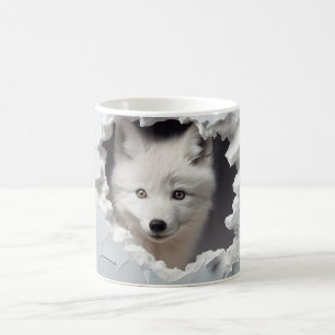 3D-Peering arktischer Fox, Winter Fox Liebhaber Kaffeetasse