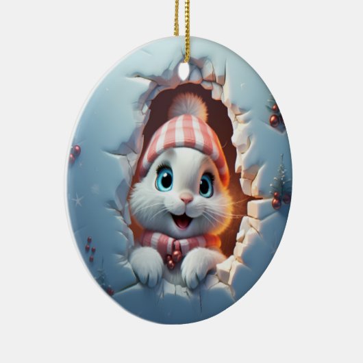 3D Personalized Christmas Bunny Keramik Ornament (Rechts)