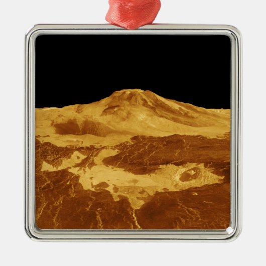 3D-Perspektive Maat Mons auf der Venus Silbernes Ornament (Vorne)