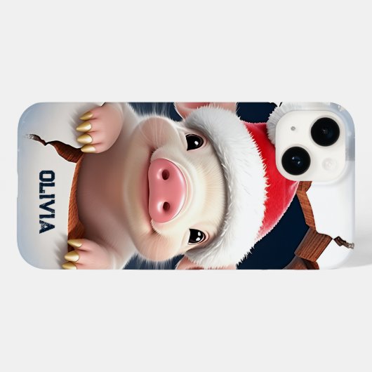 3D Piglet Christmas Case-Mate iPhone Hülle (Rückseite (Horizontal))