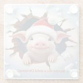 3D Piglet Christmas Glasuntersetzer (Rückseite)