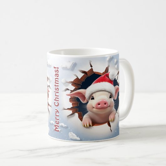 3D Piglet Christmas Kaffeetasse (VorderseiteRechts)
