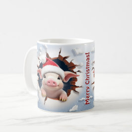 3D Piglet Christmas Kaffeetasse