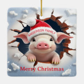 3D Piglet Christmas Keramikornament (Rückseite)