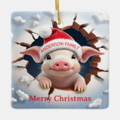 3D Piglet Christmas Keramikornament (Vorderseite)