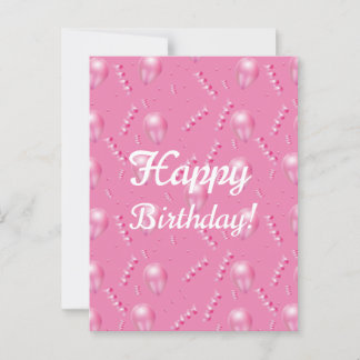 3D Pink Balloons & Confetti Festivals Postkarte
