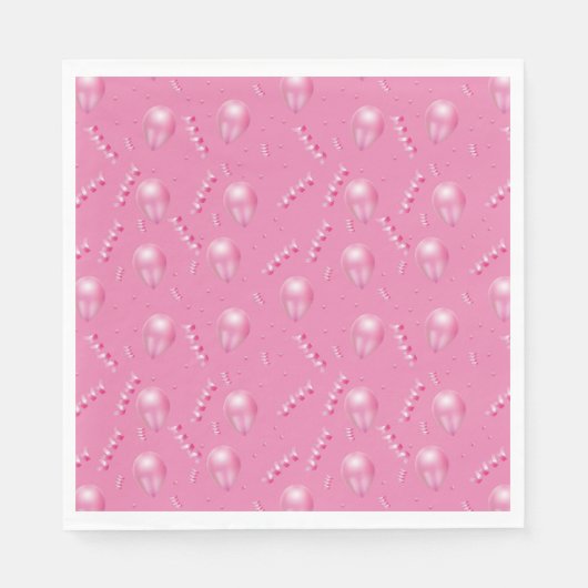 3D Pink Balloons & Confetti Party Napkins Serviette (Vorderseite)