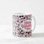 3d Pink Funny Happy Valentine's Day Kaffeetasse (VorderseiteRechts)