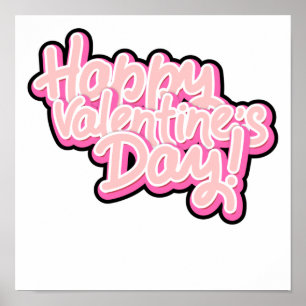 3d pink glückliche Valentinstag Typografie 2022 Poster