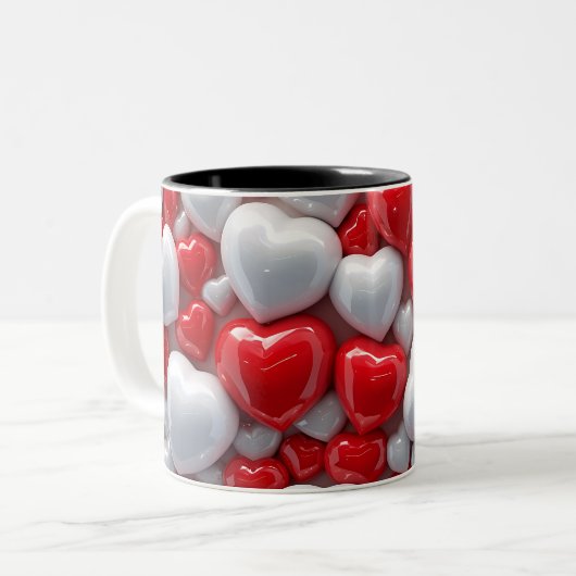 3D Pink heart Zweifarbige Tasse (Vorderseite Links)
