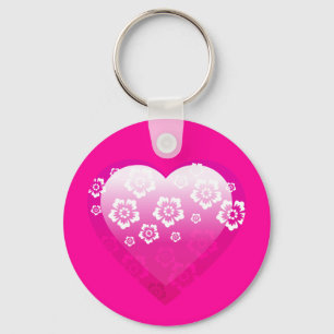3D PINK HERZ BLUME TROPISCHE DIGITALE ICONS LOGOS SCHLÜSSELANHÄNGER