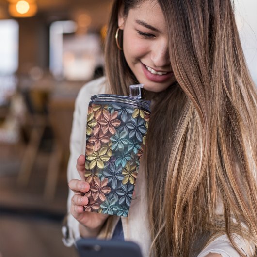 3D Pink Pastor Floral Thermosbecher