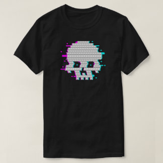 3D Pixel Skull Glitch Art Gamer Gift T-Shirt