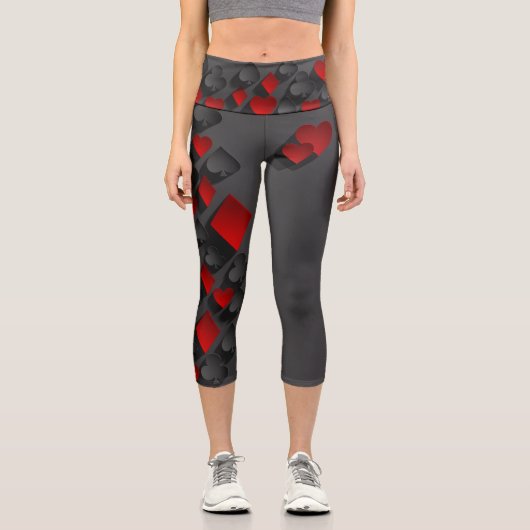 3D-Poker Kartenspielen Anzug Capri Leggings (Vorderseite)