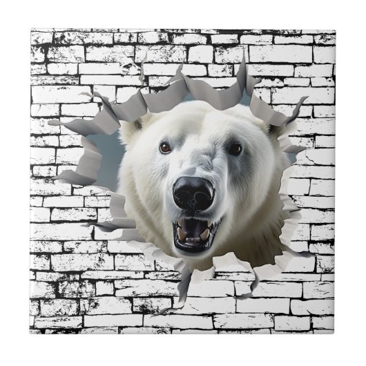 3D Polar Bear Wall Break - The Restaurant Fliese (Vorderseite)