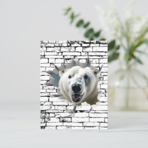 3D Polar Bear Wall Break - The Restaurant Postkarte