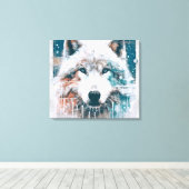 3D Polarwolf Leinwanddruck (Insitu (Holzboden))