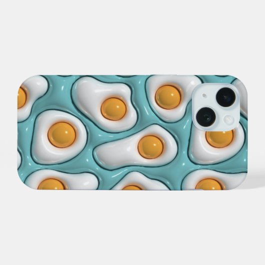 3D Puffy Sunny Side Up Mint Phone Case iPhone 15 Hülle (Rückseite (Horizontal))