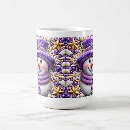 3D Purple Christmas Snowman Kaffeetasse (Mittel)