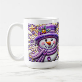 3D Purple Christmas Snowman Kaffeetasse