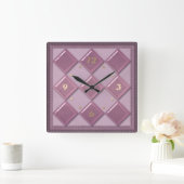 3D Purple Color Quadratische Wanduhr (Zuhause)