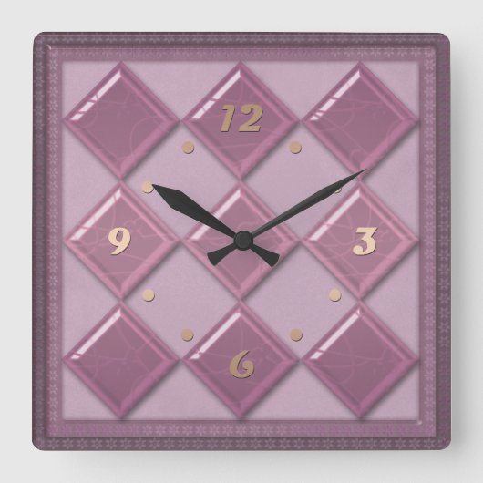 3D Purple Color Quadratische Wanduhr (Vorderseite)