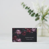 3D Purple Red Peonies Black Background Visitenkarte (Stehend Vorderseite)