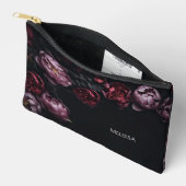 3D Purple Red Peonies Black Background Zubehörtasche (Offen)